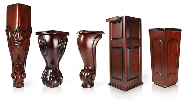 Hand carved, solid wood table legs